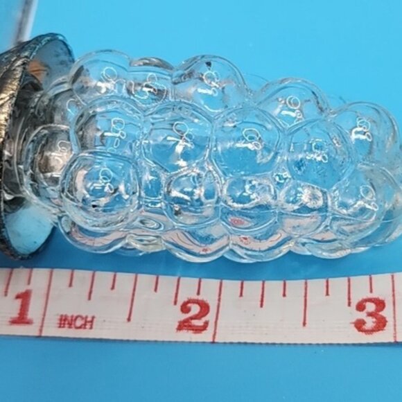 Vintage PRICE IMPORT Hanging Glass Grapes Salt Pepper SHAKERS Silver Vine STAND - Picture 11 of 16